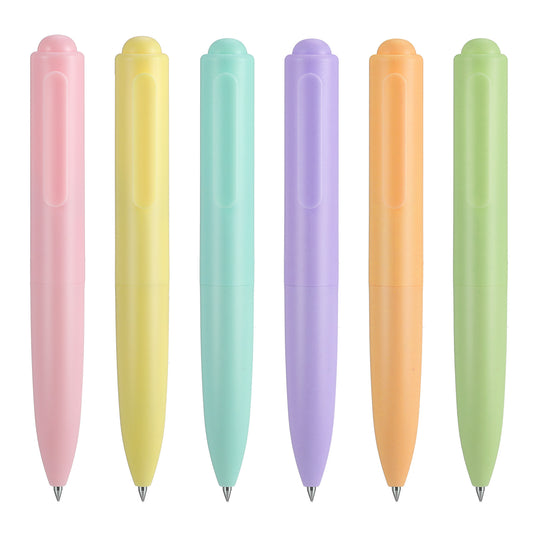 Ymapinc Coloured Gel Pens Set, 6 Retractable Cute Pens - 0.5mm Ultra Fine Point, Black Ink Ballpoint for Journaling, Note Taking, Stationery Set for Women