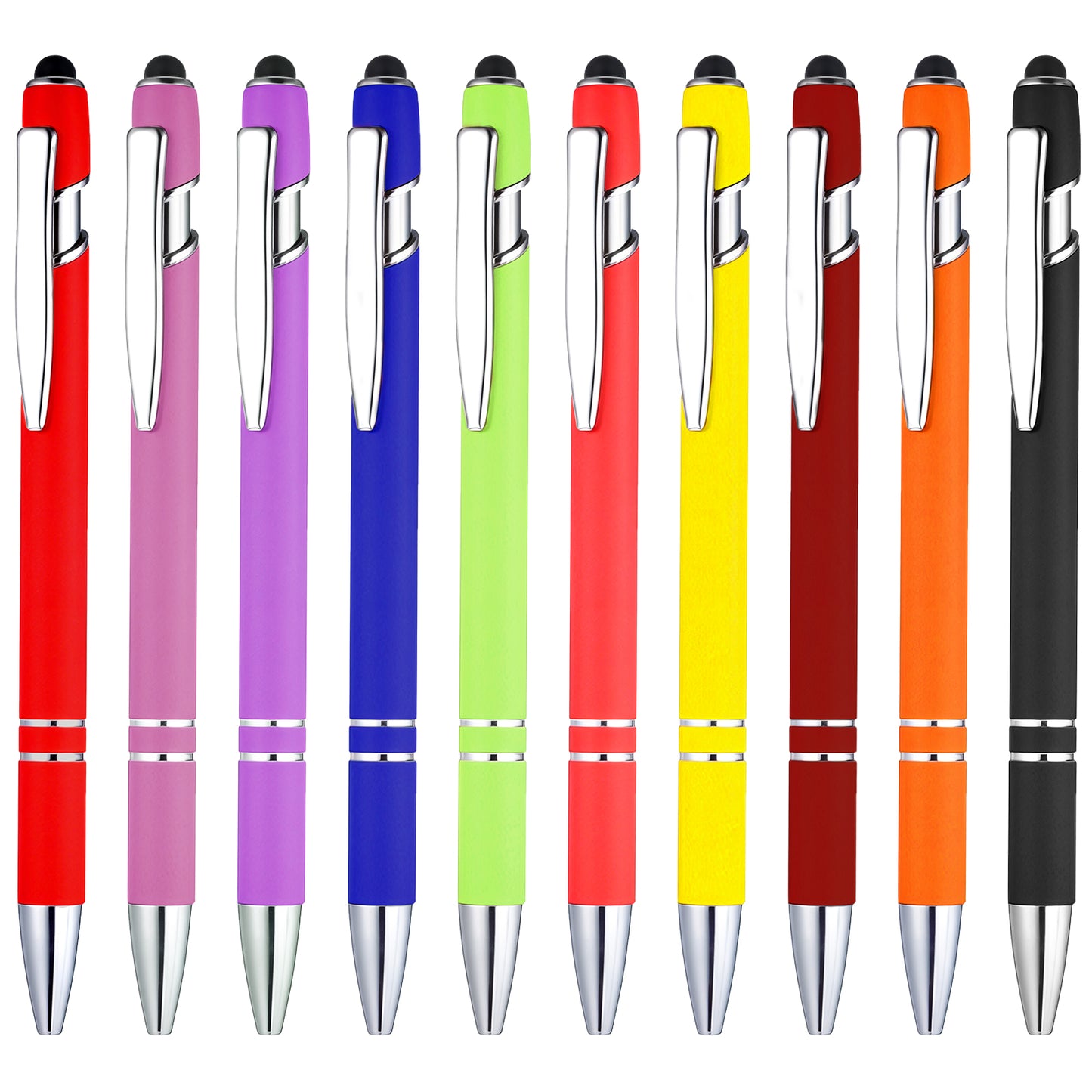 Funny Pens, 10PCS 1mm Pens Fine Point Smooth Writing Pens, Inspirational Pens Ballpoint with Screens Touch Stylus Tips, Nice Pens Gift Office Desk Accessories, Motivational Black Ink Pens(10 Color)