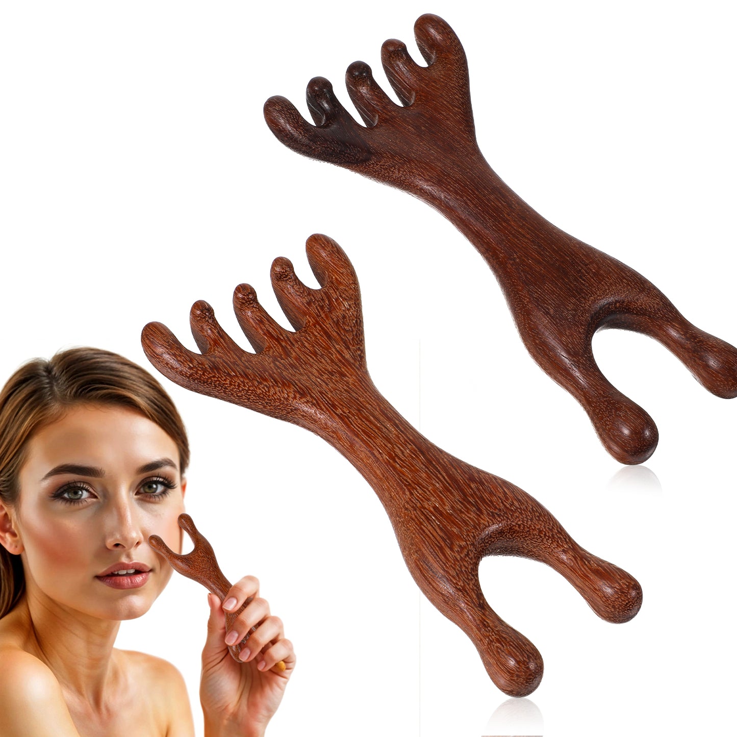 2Pcs Wooden Head Massager for Stress Relax, Protable Head Scratcher Massager for Women Men, Scalp Wood Comb, Scalp Massage Tool Gift for Mother, Sister and Lover