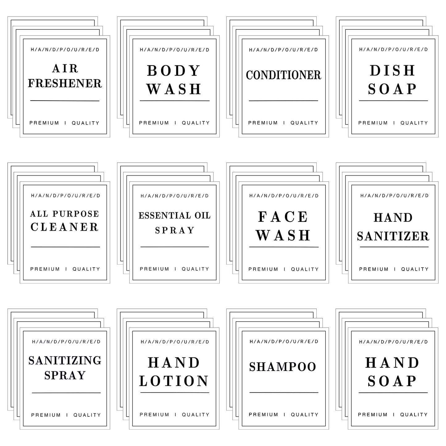 Waterproof Labels for Bottles, Removable Bathroom Organization Stickers for Hand Soap Lotion Shampoo Conditioner Dispenser, Ymapinc 36Pcs Toiletry Labels for Plastic/Glass Bottles