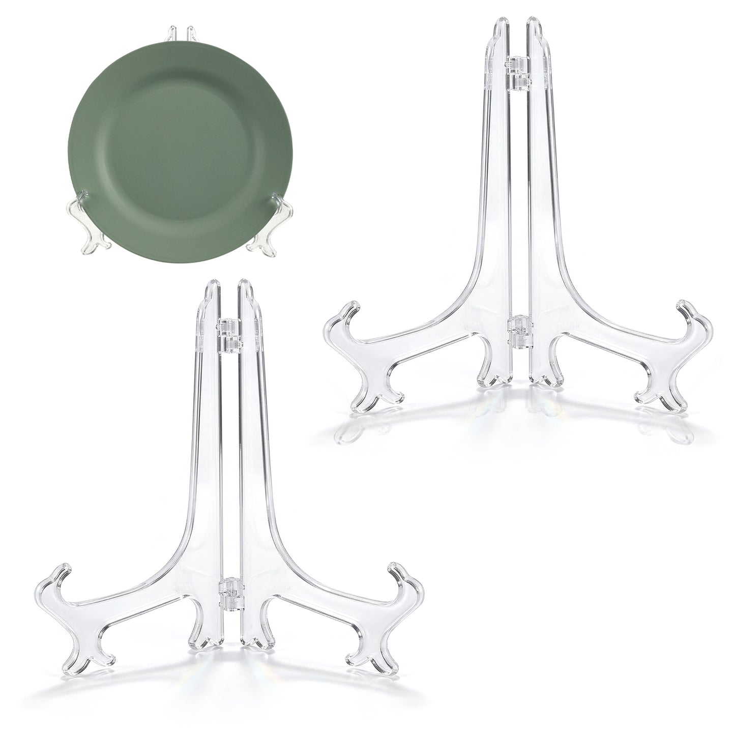 Nogeqi 2 Pieces Clear Acrylic Plate Stands for Display, Folding Plate Holder, Clear Acrylic Easel Display Stands for Pictures or Other Items for Weddings, Birthdays, Home Decoration, Tables, 25 cm