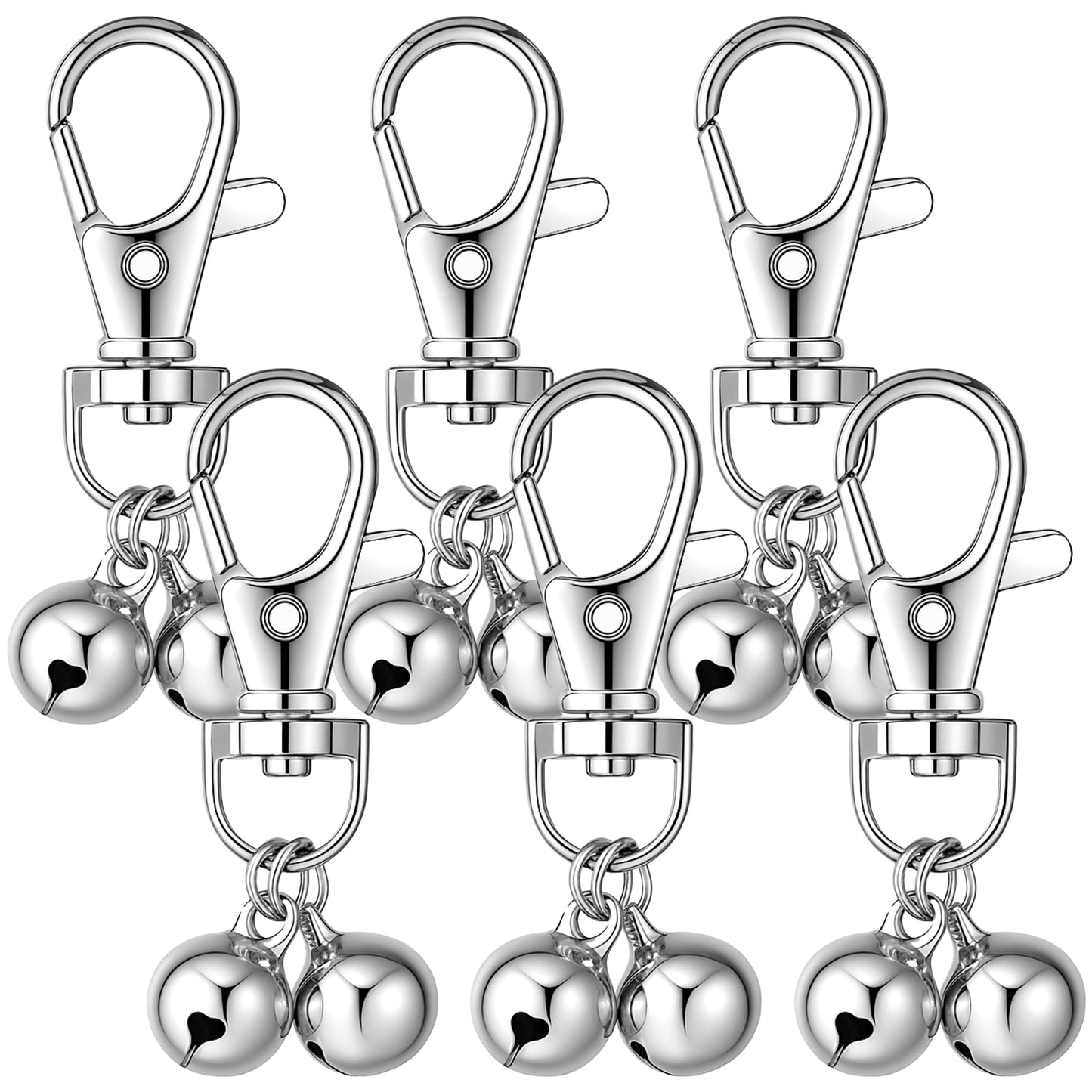 6 PCS Bells for Dog Collars, Silver Iron Alloy Pet Pendant Accessories, Dogs Collar Charms, Dog Training Bell, Bells for Dogs