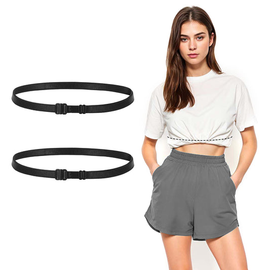 2 PCS Adjustable Crop Tuck Band, Shirt Tuck Band Elastic Sweater Cropper Tool Belly Leaking Tucking Belt Cropping Band Tucky Belt to Crop Tops for Women, Change The Style of Your Tops(Black)