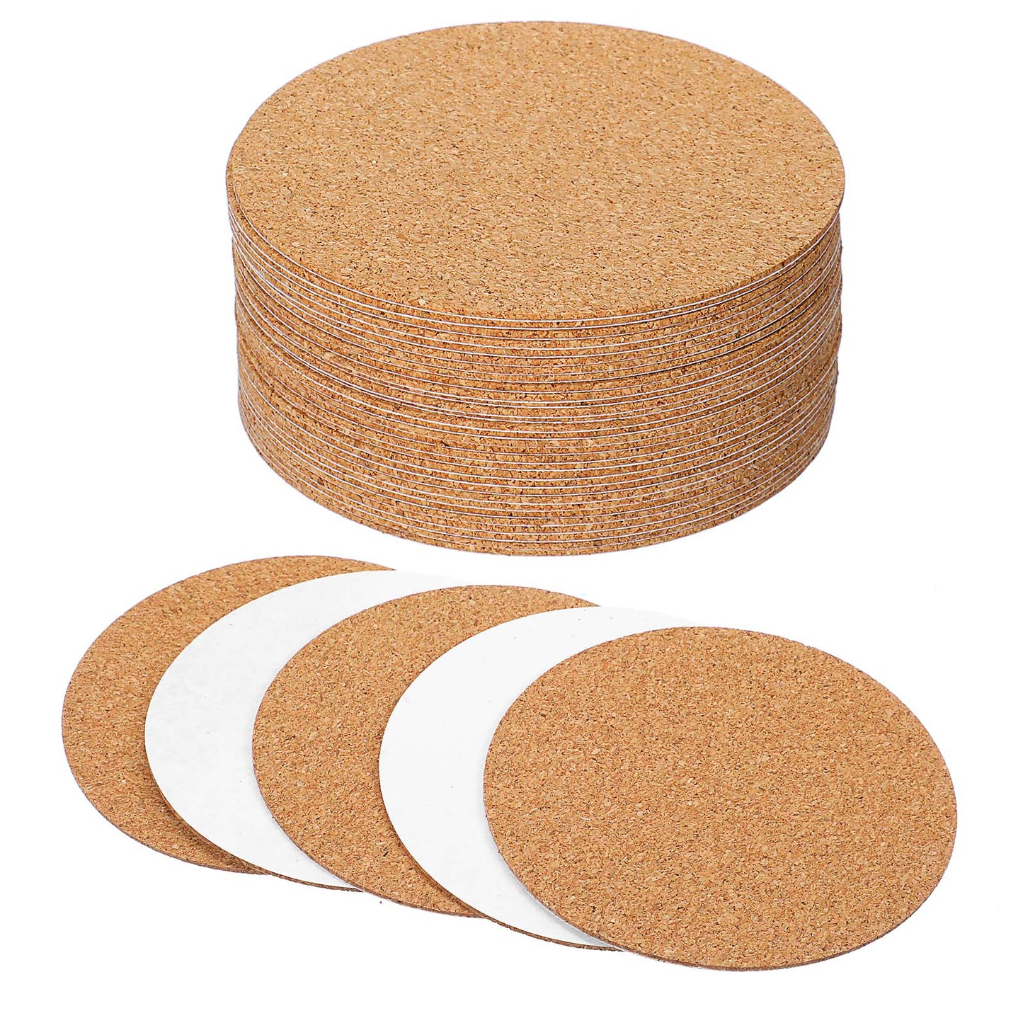 30 Pcs Self-Adhesive Cork Round 3 x 3 Inch Tiles Backing Sheets Round Cork Backing Sheets Mini Wall Mat Bottom Protection for Coasters Pads DIY Crafts Stone Wooden Surfaces Circles Brown Oak