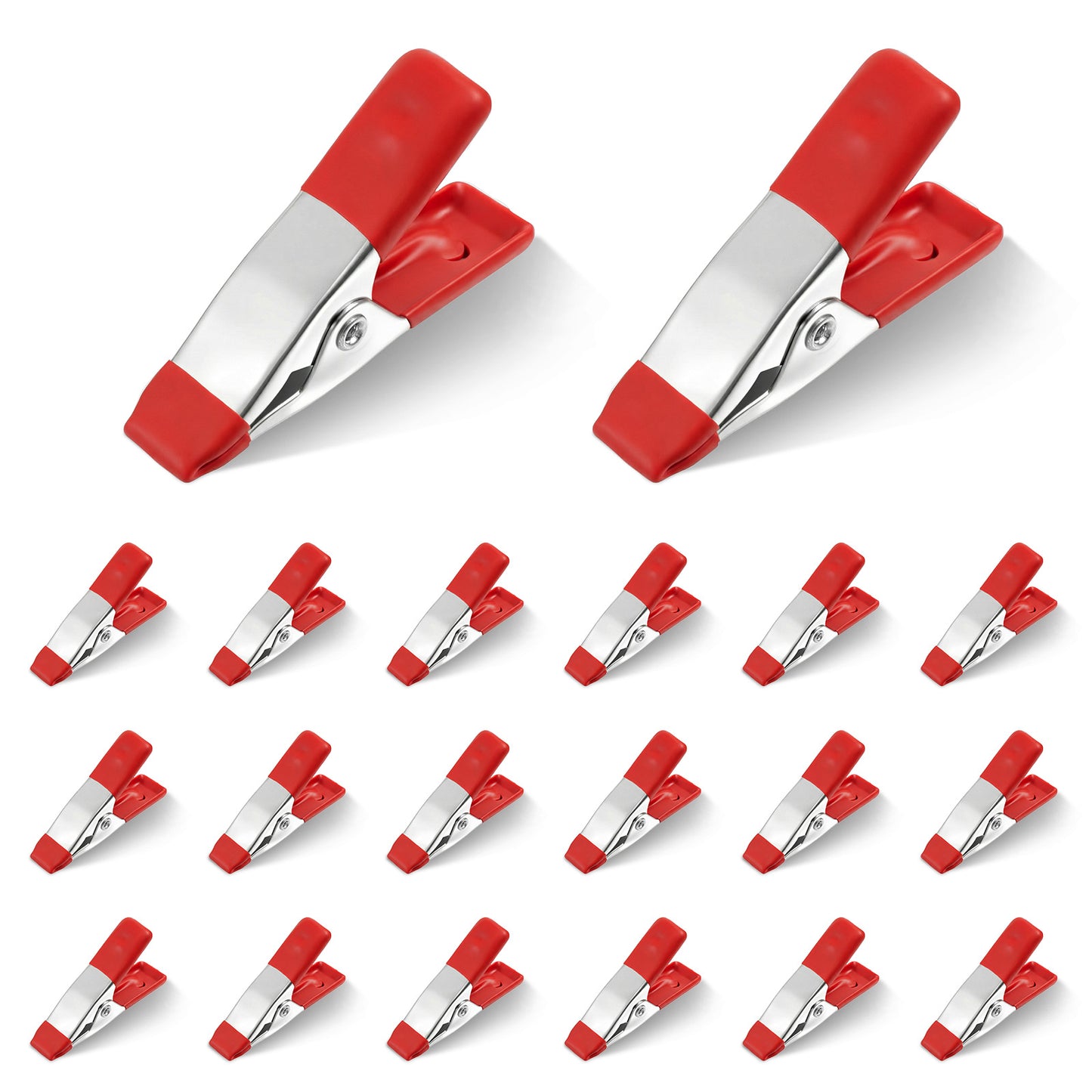 20 Pcs Small Clamps Garden Mini Spring Clamp Heavy Duty for Crafts Backdrop Warm House Metal Clips 3/4 Inch Jaw Opening for Woodworking Photography Home Decoration or Industrial Production, Red