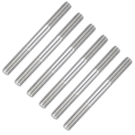 Ymapinc 6Pcs M8 Threaded Rod Double Bolts, 304 Stainless Steel Double-Ended Threaded Stud Bolts Screw Rod for Machinery Maintenance and Fixes(80mm/3.15in)