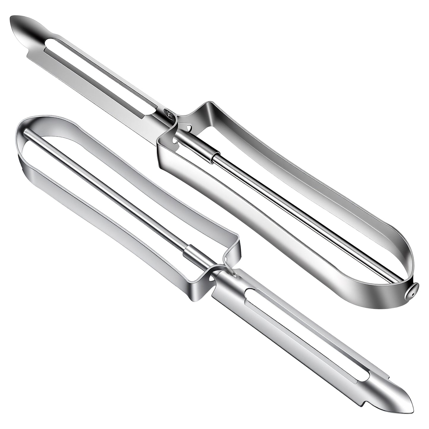 2PCS Vegetable Peeler for Kitchen, 2" Stainless Steel Peeler Swivel Blade for Potatoes, Carrots, Cucumber, Apples Multi-Function Silver Handle
