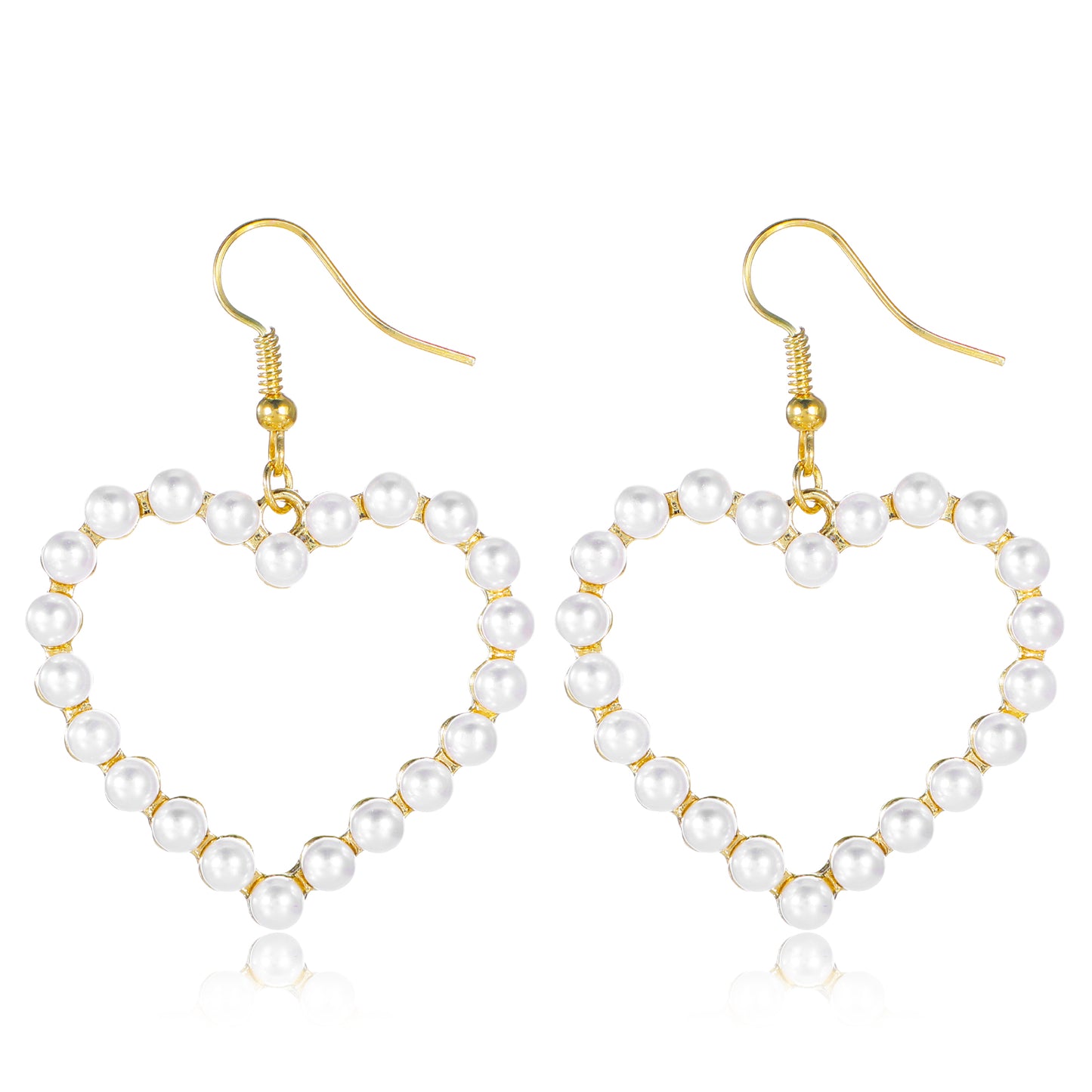 Pearl Heart Earrings for Women White Plated Heart Hoop Earrings Drop Dangle Statement Earring Long Chain Tassel Jewelry for Women Girls Valentines Christmas Bridal Wedding