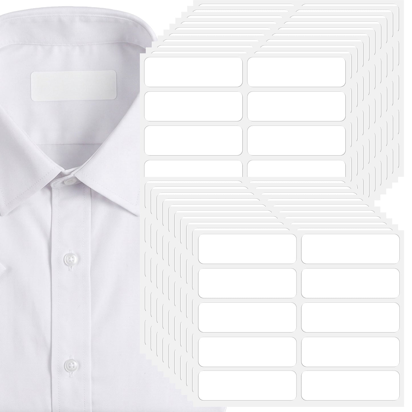 Rahhlzs 200 Pcs No-Iron Clothing Labels Self-Stick Washable Fabric Labels for Clothes Waterproof Clothing Label for Nursing Home School Daycare Laundry Shop Supplies(2 X 0.6 Inch)