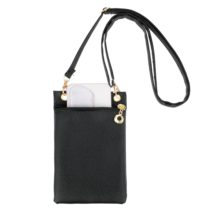 Mabor Cell Phone Purse for Women, Black PU Leather Crossbody Phone Bag with Adjustable Strap, Small Wallet for Shopping Travel