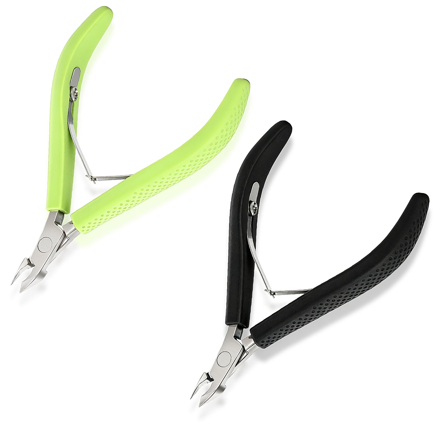 Ouligay 2 PCS Cuticle Clipper Stainless Steel Cuticle Nippers with Non-Slip Silicone Handle Professional Cuticle Cutters for Nails Precision Cuticle Remover Tool for Nail Care and Dead Skin
