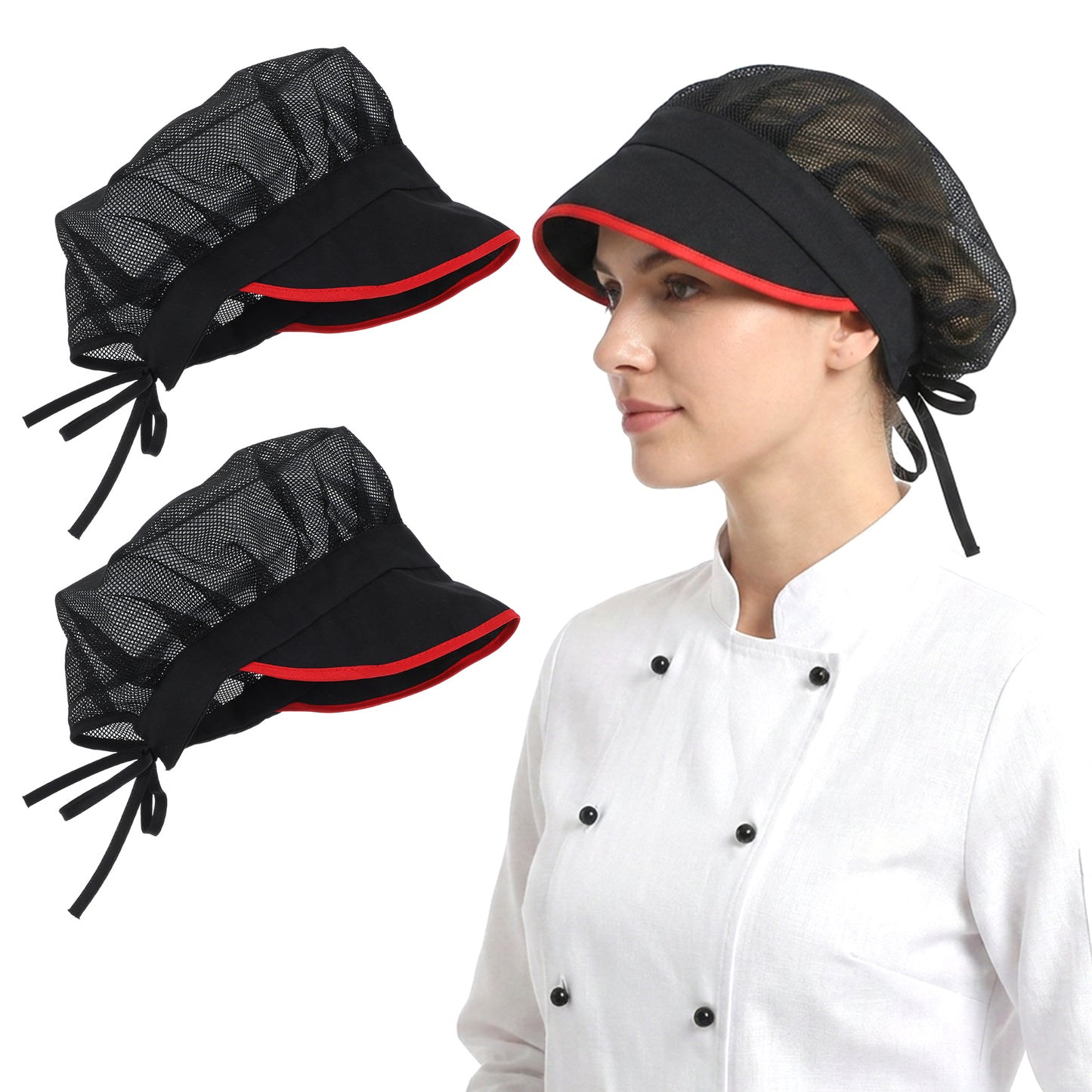 RAHHLIZS 2pcs Chef Hat Elastic Mesh Cap Kitchen Cooking Hat Food Service Hair Nets Reusable Washable Cooking Chef Cap