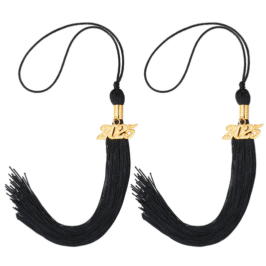 2025 Graduation Tassel Black Tassel With 2025 Year Gold Charms 2 Pcs Graduation Cap Tassel For 2025 Grad Ceremonies Graduation Tassel 2025 Accessories Tassels For Graduate Hat Ceremonies Accessories