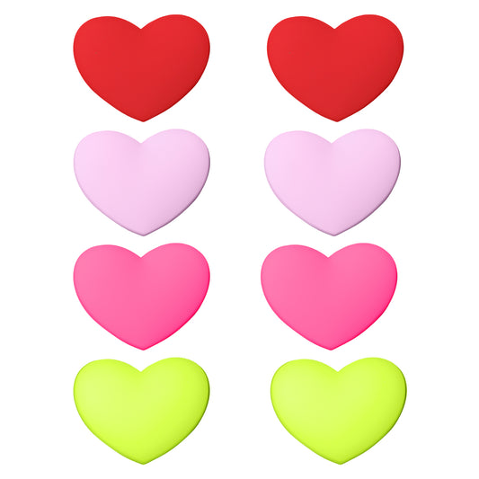 Ymapinc 8Pcs Tennis Racket Dampeners, Cute Heart Shape Shock Absorbers Tennis Vibration Dampeners for Rackets Accessories (Silicone Red, Pink, Hot Pink, Neon Green)