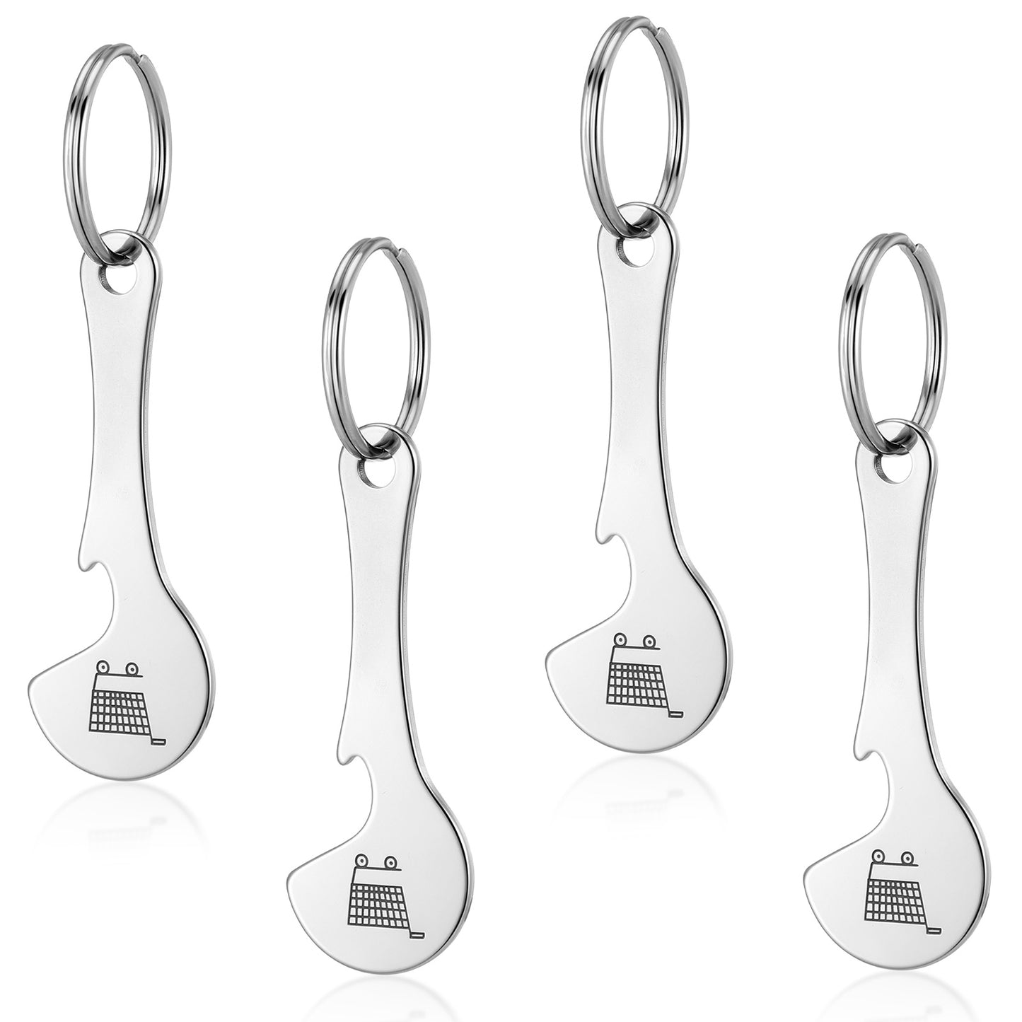 Nogeqi 4 Pcs Shopping Trolley Token UK Pound Trolley Coin Keyring, Stainless Steel Removable Supermarket Trolleys Tokens for Releasing Grocery Shopping Cart Locker