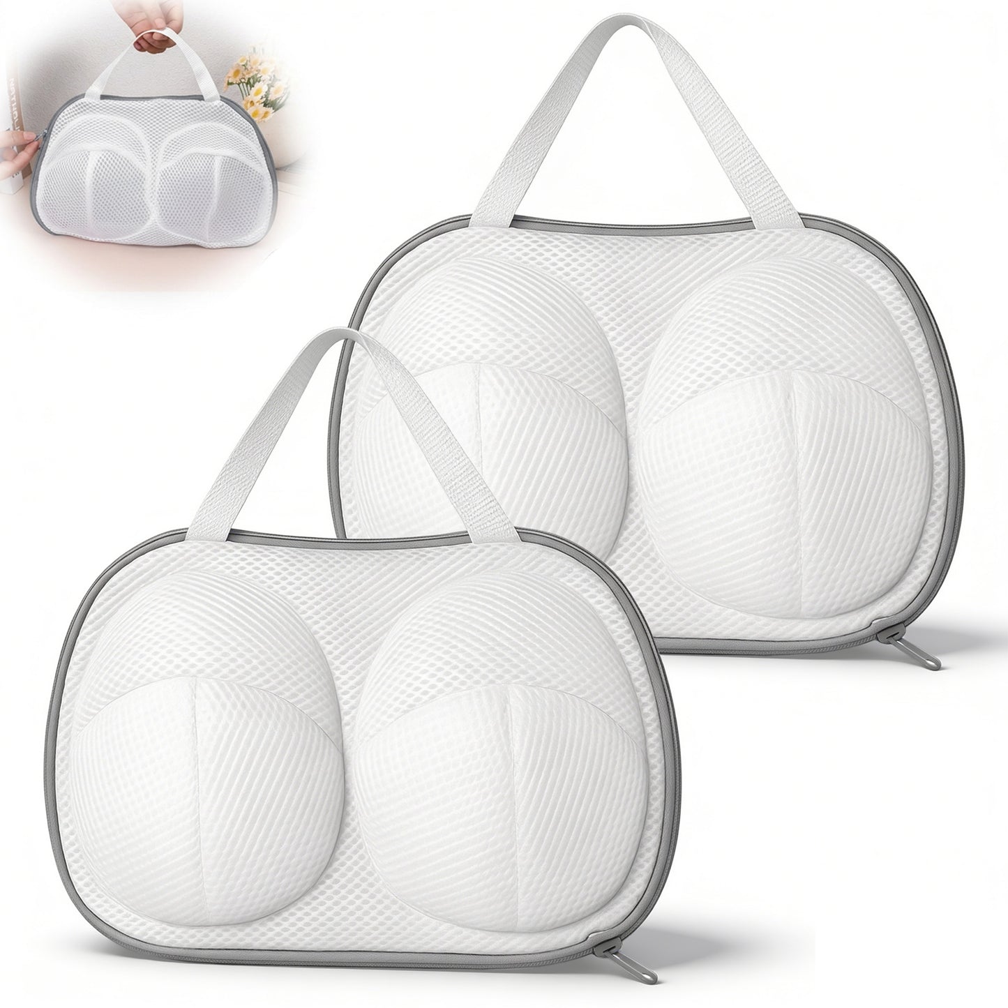 Shimmeroo 2 Pack Bra Washer Protector for Laundry,Mesh Bra Laundry Bag Anti Deformation Lingerie Bags with Zipper for Underwear Lingerie Brassiere