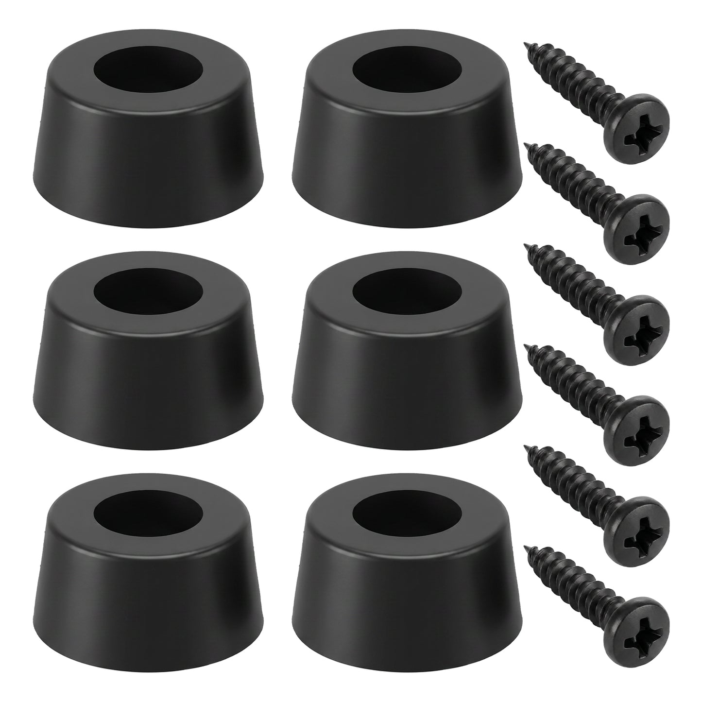 6 PCS Heavy-Duty Rubber Feet for Subwoofer, Speaker Isolation Pads with Stainless Steel Screws Non Slip Rubber Bumper Feet for Subwoofer, Guitar Amps, Furniture, Turntables 0.98" W x 0.51" H (Black)