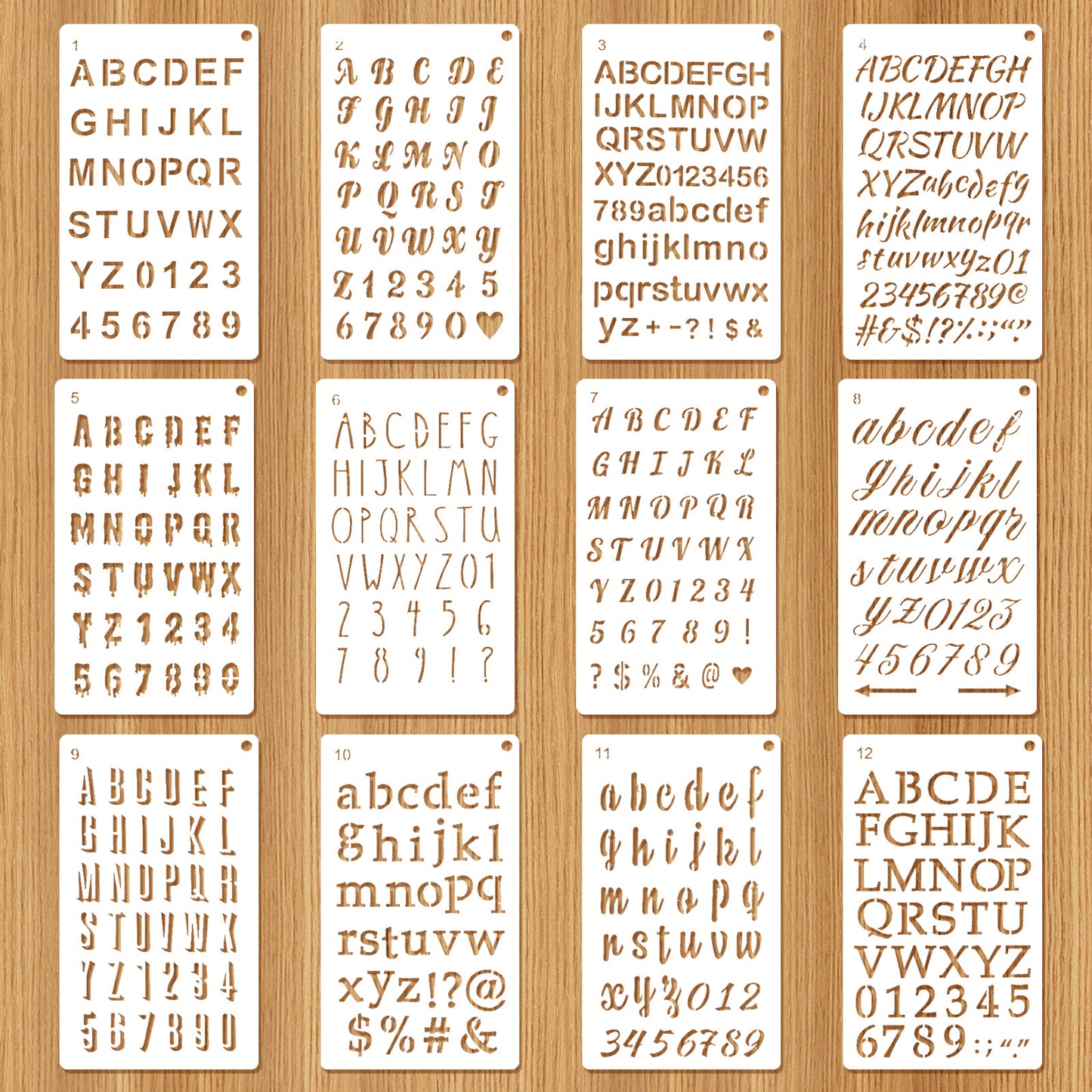 12pcs Letter Stencils for Painting,Reusable Plastic Alphabet and Number Stencils,Letter and Number Stencil for Scrapbooking Letters for Journal Scrapbook Art Projects, White,7 X 4 Inch