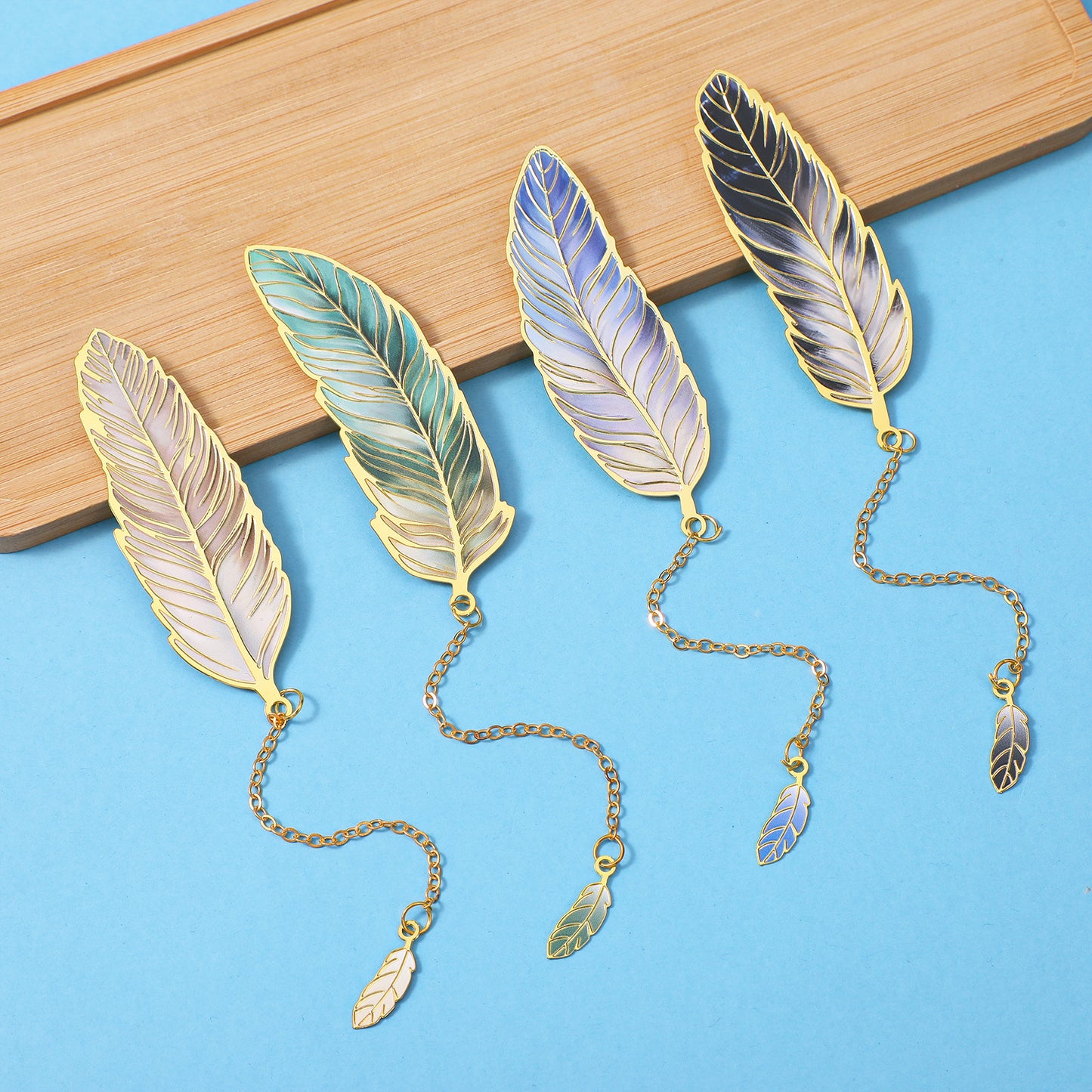 Shimmeroo 4pcs Metal Bookmark,Feather Book Markers with Pendant,Bookmarks for Women Perfect Appreciation Gifts for Book Lovers Writers Readers Students Teacher
