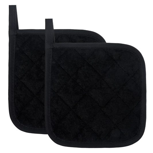 2 Pcs Potholder Pot Holders, Ymapinc Heat Resistant Mats for Kitchen Countertop Durable Pot Holders and Oven Mitts (Black) 17"X17"