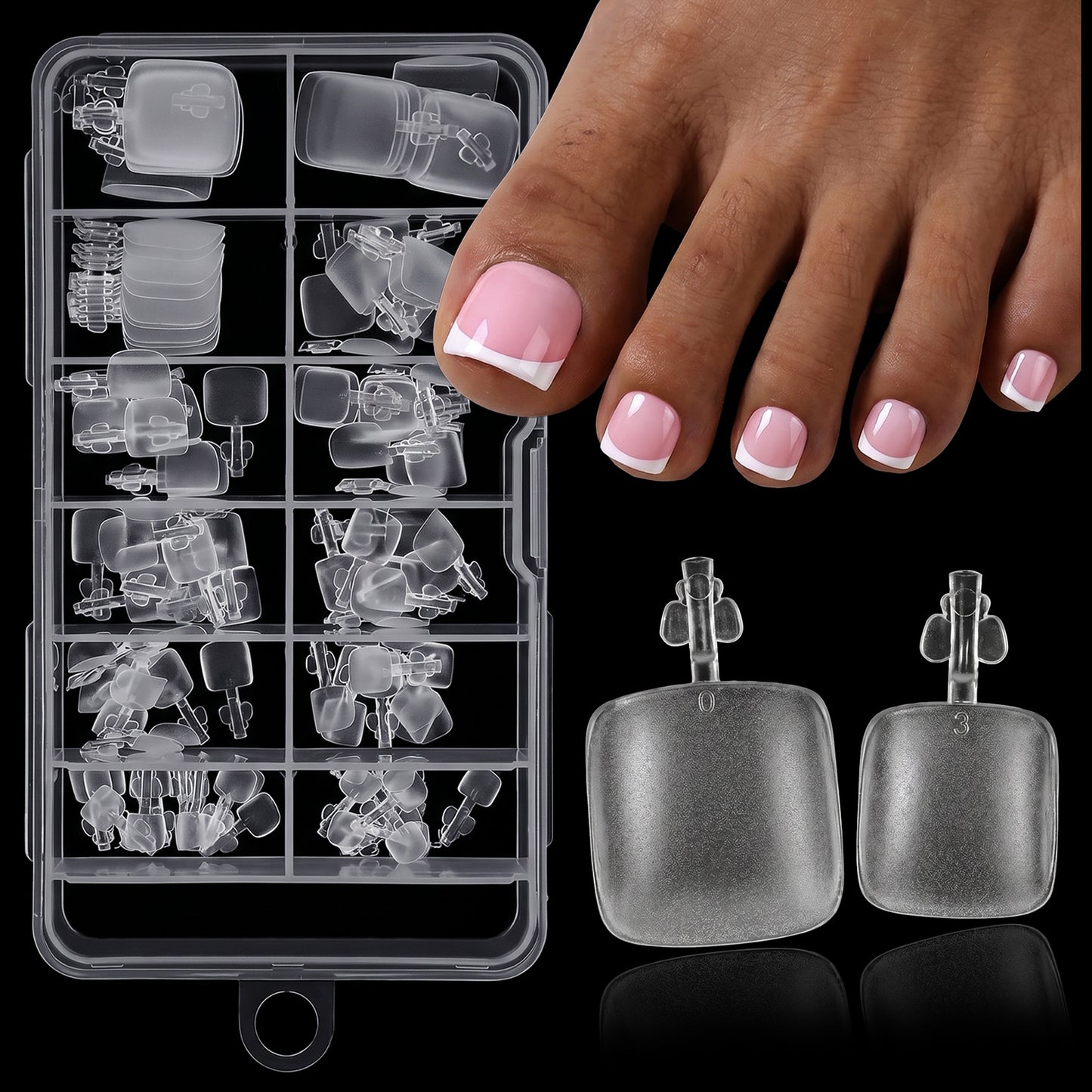 Ouligay 120PCS Square Gel X Toe Nail Tips 12 Size Clear Acrylic Full Cover Fake Toenails Matte Artificial Toenails Press on Nails Short False Toenails Tips for DIY Extension