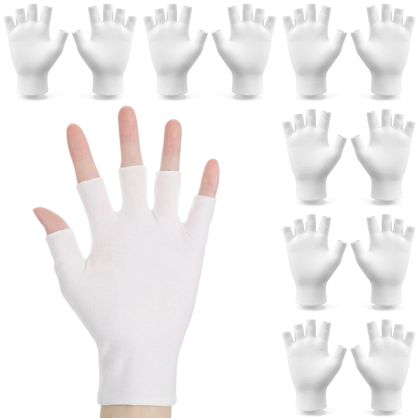 Mabor 6 Pairs Eczema Gloves, White Fingerless Cotton Gloves Eczema for Dry Hands Sleeping, Eczemas Relief, Quilting Glove for Women Men