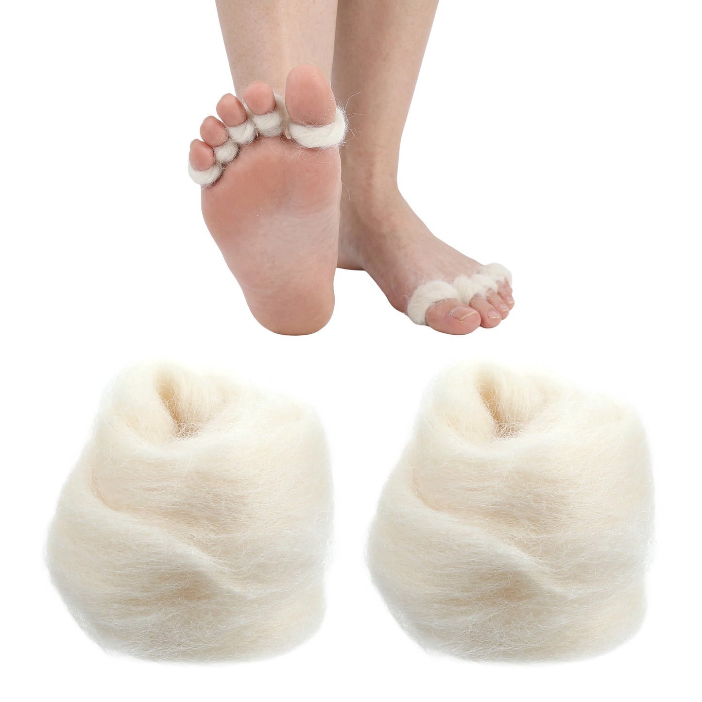 2Pcs Lambs Wool for Toes Feet Lambs Wool Padding for Toes Lambswool Soft Toe Separator Hiking Pointe Shoes Protectors Boot Cushion Daily