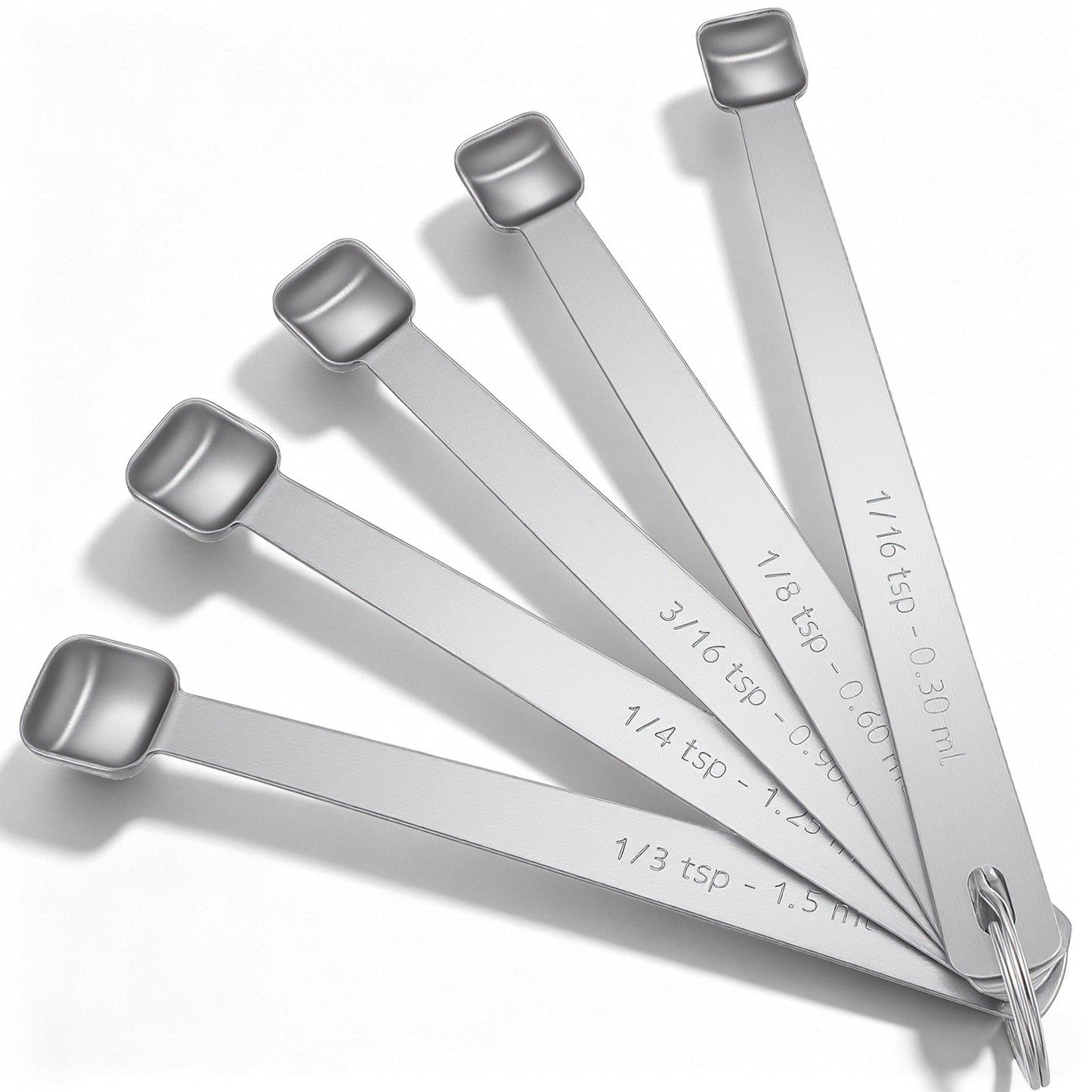 Nogeqi 5 Pcs Stainless Steel Measuring Spoons Sets, Square Tablespoon Measuring Spoon for Dry or Liquid, Metal Measuring Spoon for Coffee Baking for Cooking Ingredients Measuring 1/16, 1/8, 3/16, 1/4,