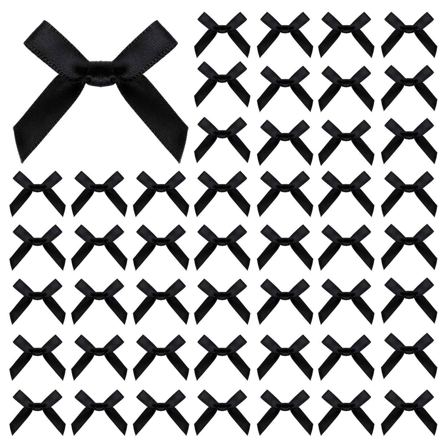 100PCS 1.5" Black Satin Ribbon Mini Bows, Mini Bows for Crafts, Black Bow for Gift Wrapping, Ribbon Bow for Craft Sewing Scrapbooking Wedding and Gift Wrapping