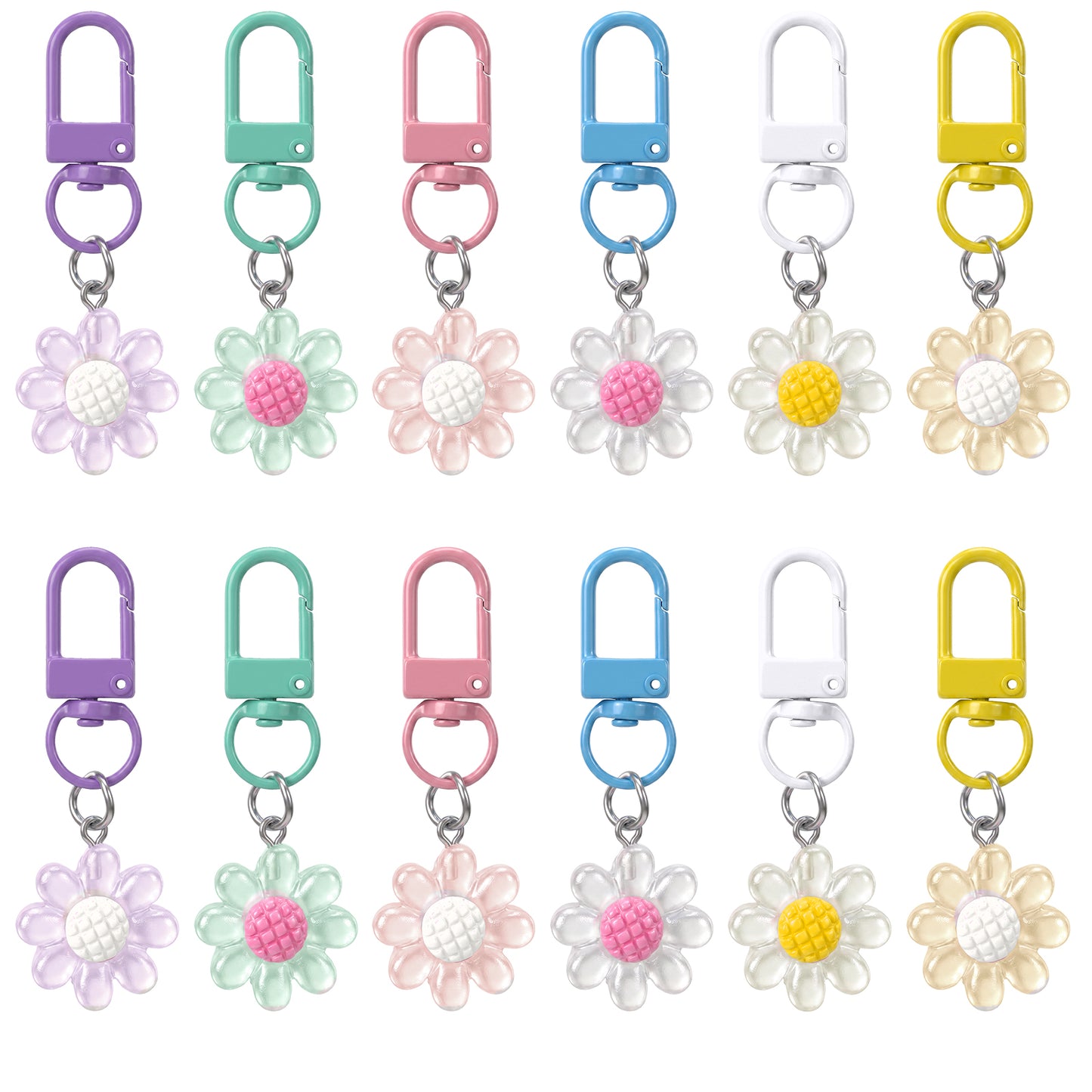 Quvvarly 12Pcs Sunflower Keyring Charms Cute Flower Keyring Bag Accessories