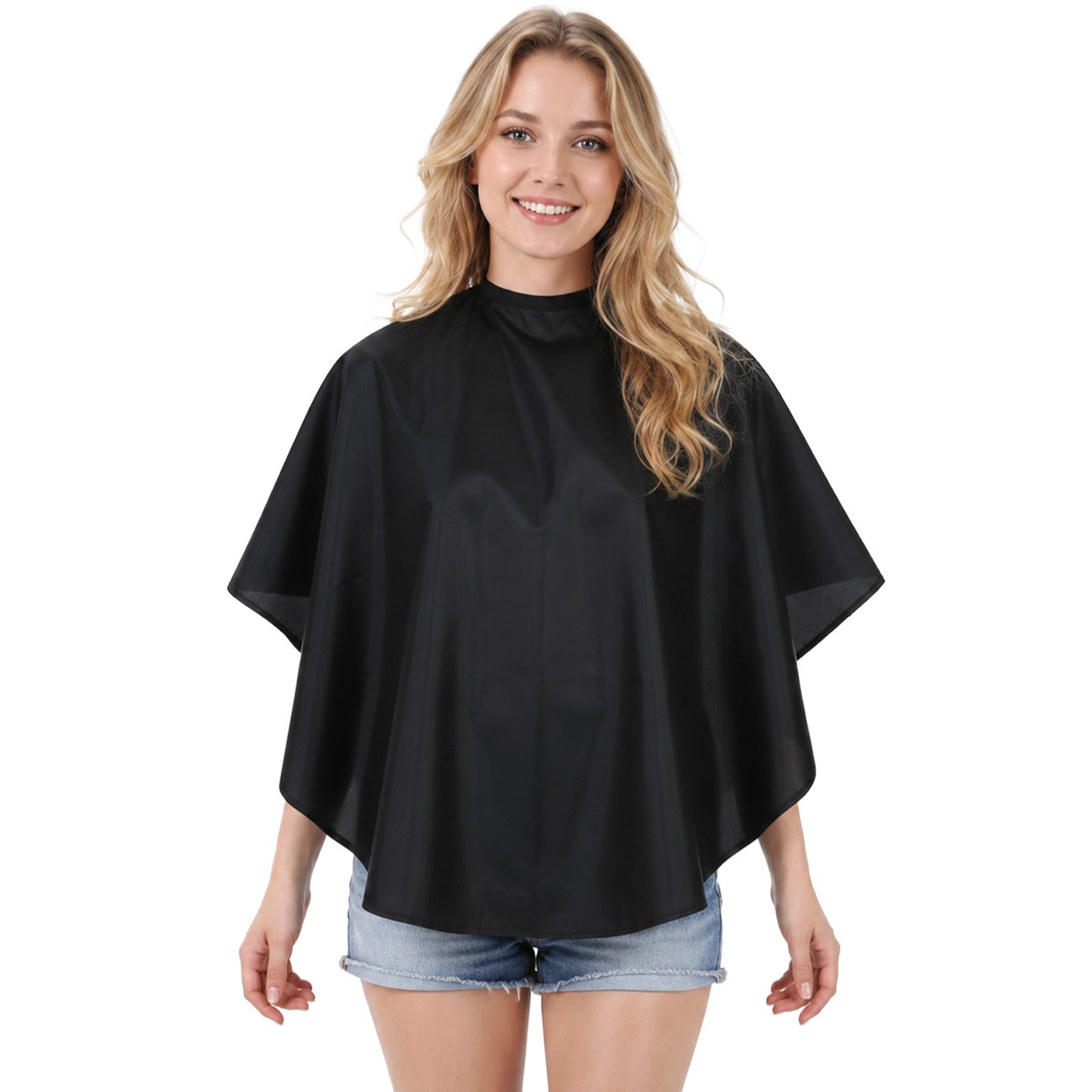 Bremorou 2 Pack Makeup Capes Beauty Salon Makeup Bibs Shorty Smock Hair Dye Cape Waterproof Shampoo Cape Salon Shorty Smock for Makeup Artist Hair Beauty Lightweight Comb-Out Beard Black