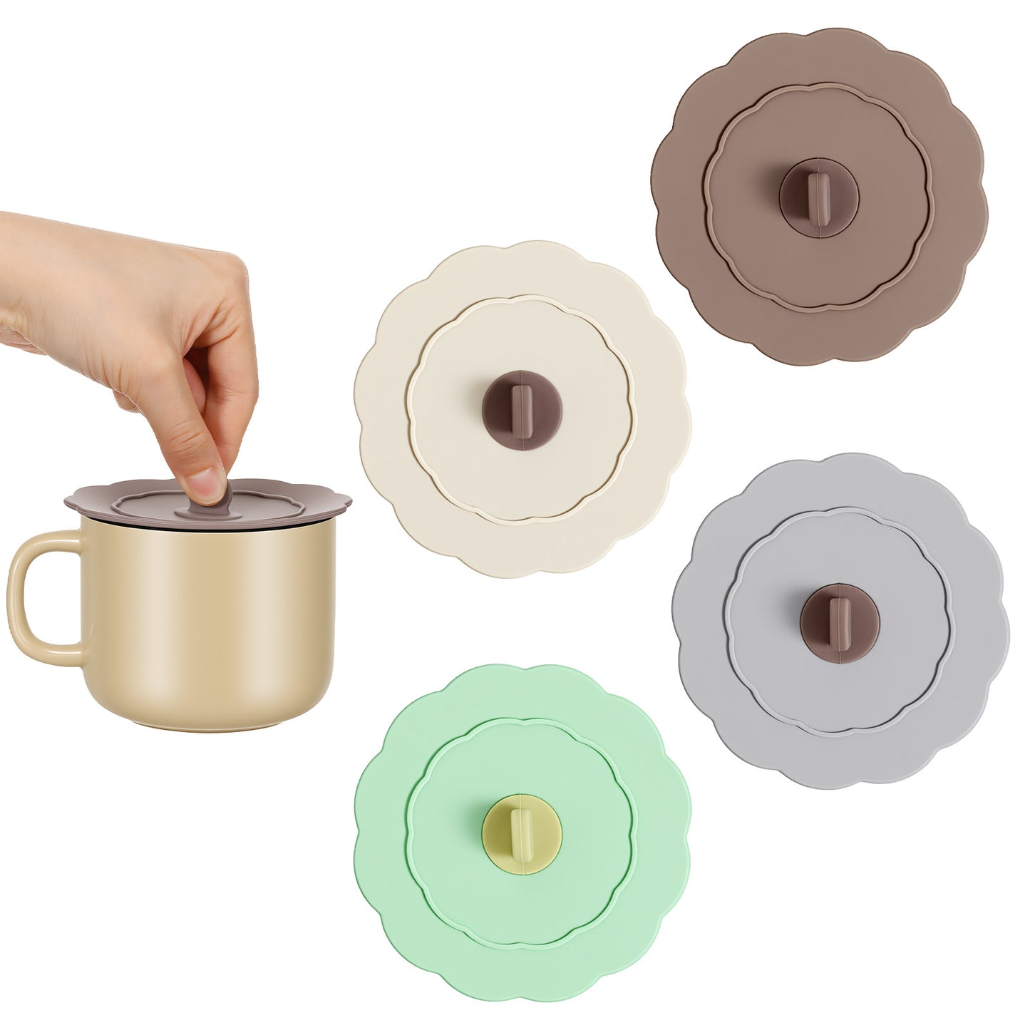 Matwsec 4 PCS Silicone Lids Drink Covers Cup Covers for Drinks Reusable Mug Cover to Keep Bugs out for Mugs Tea Coffee Glasses