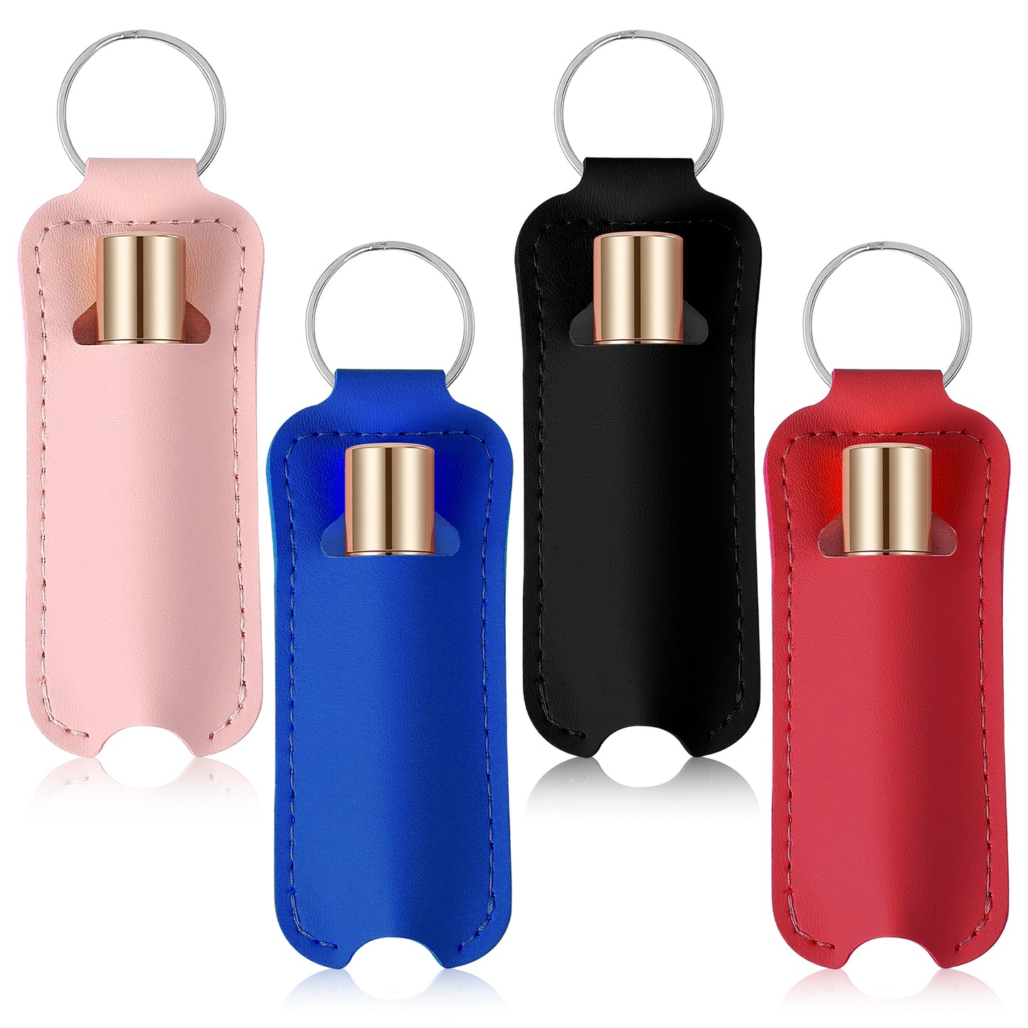 Nogeqi 4PCS Lipstick Holder Keychain, Clip-On Lip Balm Keychain, Lip Gloss Holder Key Chain with Clip for Women Girls Lipgloss Sleeve Pouch Backpack Purse Accessories