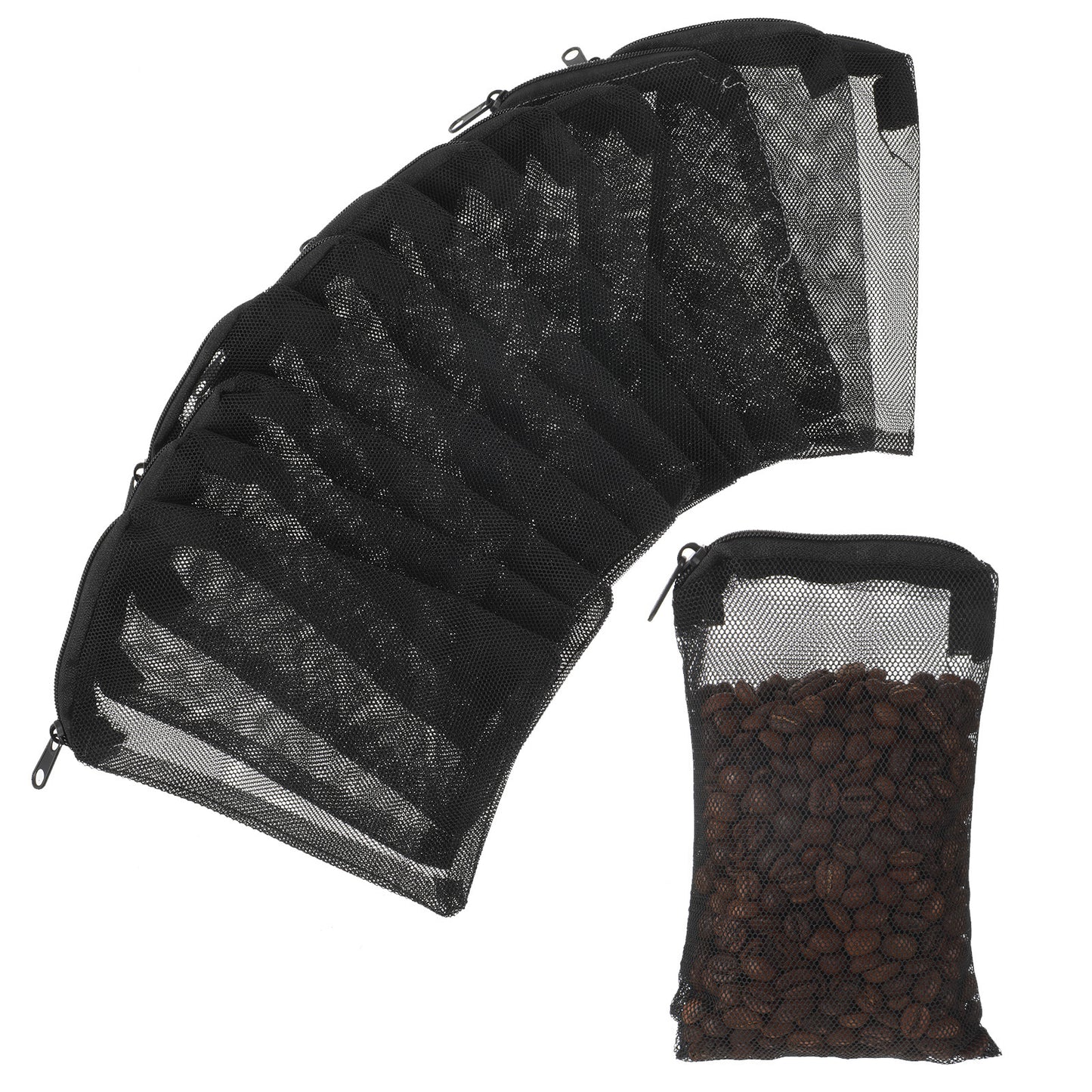 Ouligay 12 Pcs Aquarium Mesh Bag, 5.9" X 3.9"Small Mesh Bags with Plastic Zipper Aquarium, Aquarium Media Bag, Reusable Filter Media Bag for Activated Carbon, Bio Filter Balls, Filter Stones(Black)