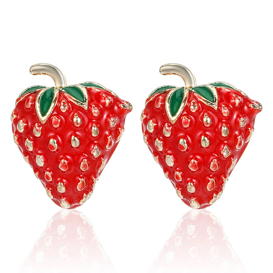 Ymapinc Cute Strawberry Earrings for Women，Red Enamel Fruit Jewellery with Funky Summer Theme Red Strawberry Gifts & Cute Stud Earrings Set
