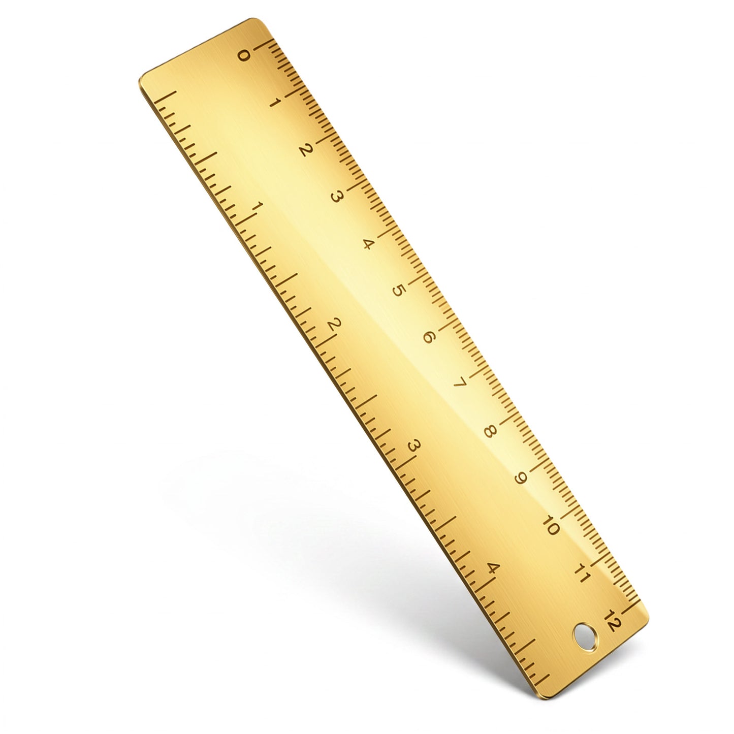 RAHHLIZS 120mm 4 Inch Brass Ruler, small metal ruler,Dual Scale Metal Mini Ruler with Hanging Hole, Small Golden Bookmark Ruler for Drafting & Office
