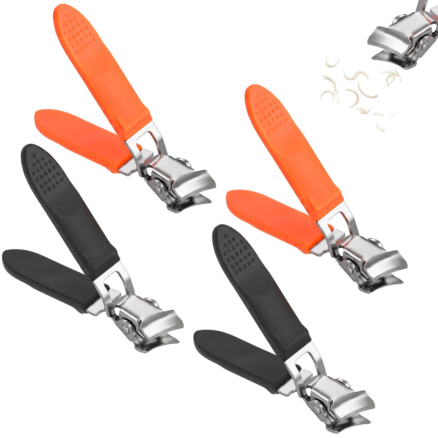 4PCS Wide Jaw Ingrown Nail Clippers, Anti-Splash Slanted Nail Clipper, No Splash Toenail Clippers Cutter for Men, Upgrade Stainless Steel Angled Head Large Toe Nails Clipper for Seniors, Men, Women