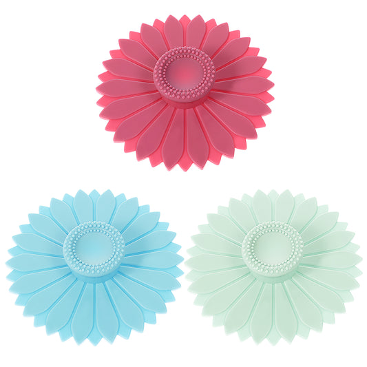 3 PCS Sunflower Silicone Cup Covers, 4.1 Inch Reusable Silicone Mug Cup Lids Airtight Cap Universal Glass Tumbler Covering Silicone Coffee Cup lid for Mugs, Cups, Tea Pots, Hot Cup Lids