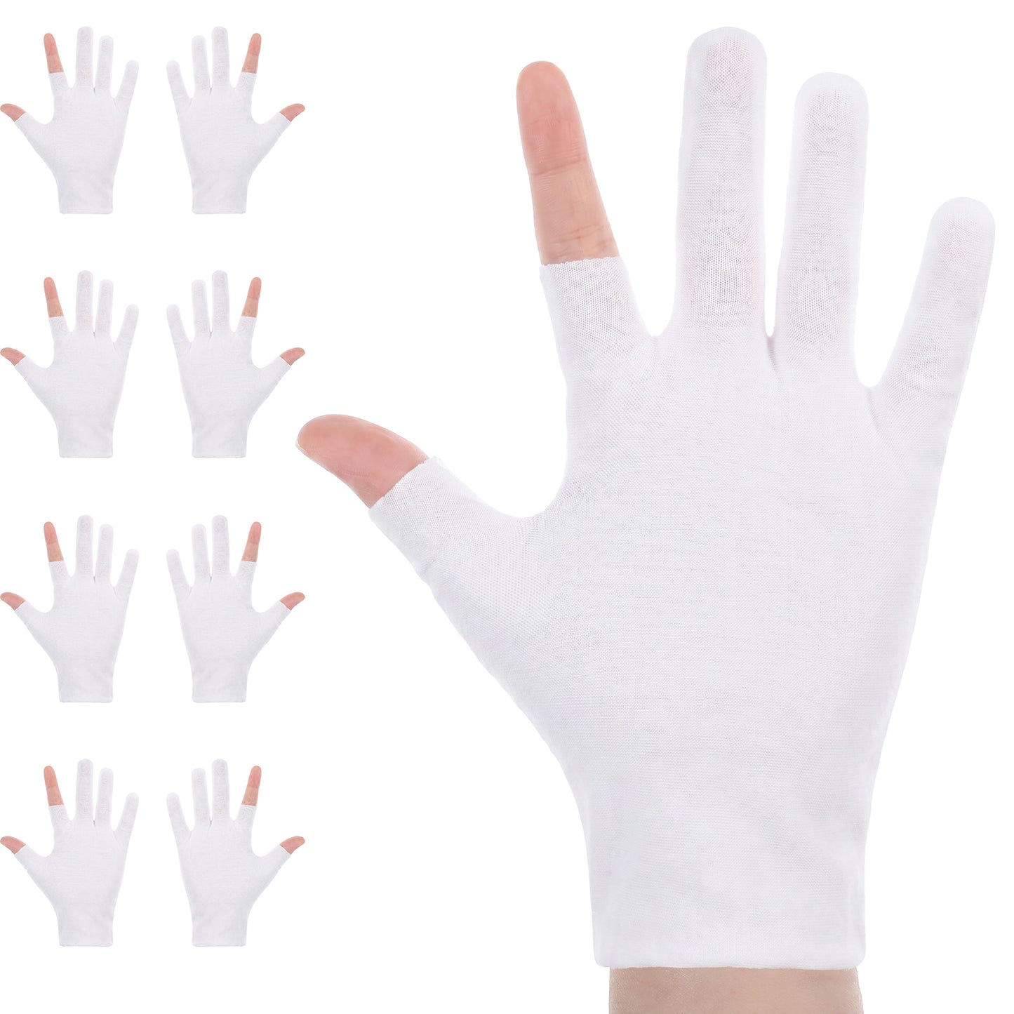 Rahhlzs 4 Pairs Fingerless Cotton Gloves for Sleeping Eczema-Gloves Moisturizing White Cotton Gloves for Dry Hands and Overnight Hydration Spa, One Size Fits Most for Men and Women