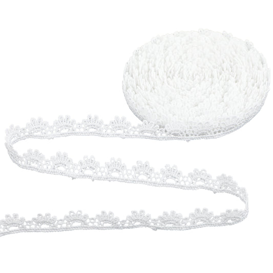 15 Yards White Lace Ribbon, Long White Stretch Lace Trim Vintage Trimming Ruffle Fabric Embroidered Sewing Laces Trim for Garment Sewing, Laces Choker, Decorative Ribbon