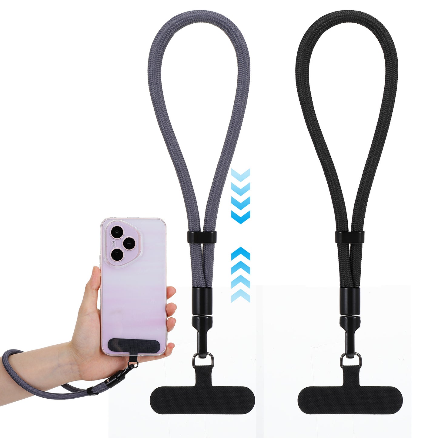 RAHHLIZS 2pcs Phone Lanyard Adjustable 360°Rotating Wristlet Strap Chain Cellphone Smartphones Lanyard Strap Hand Wrist Charm for Prevent Fall down for Women Men (Black)