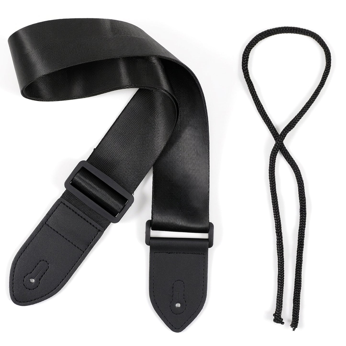 Matwsec Black Guitar Strap, Minimalist Adjustable Guitar Straps for Acoustic Electric Bass, Universal Fit for Comfortable Playing