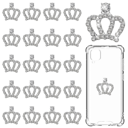 20 PCS Mini Crowns for Crafts, Rhinestone Embellishments, Tiny Crown Charms for DIY Jewelry Making, Clothes Party Phone Back Shell Wedding Decoration and Present Decoration Silver