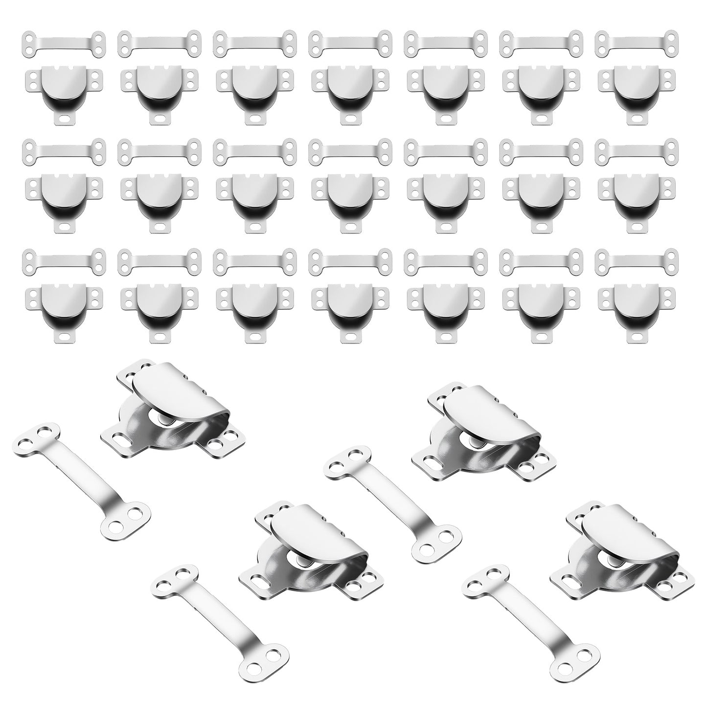 Ouligay 25 Set Sewing Hook and Eye Closures for Clothing, Silver Hook and Eye Sewing Clasp Snaps Fasteners Kit Replacement for Pant Waist, Bra, Jeans and Others DIY Craft (17mm)