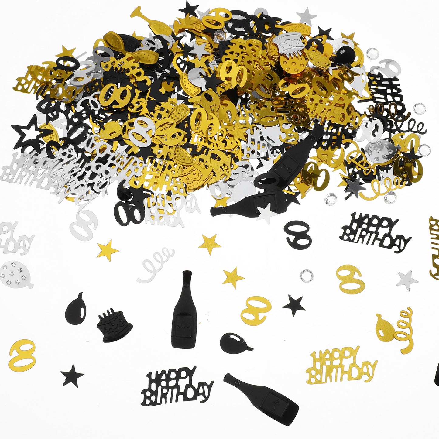 Nogeqi 60th Birthday Confetti, Metallic Foil 60 Confetti, 60th Birthday Table Decorations for Party DIY Arts Crafting Supplies Decoration (Gold Silver and Black)