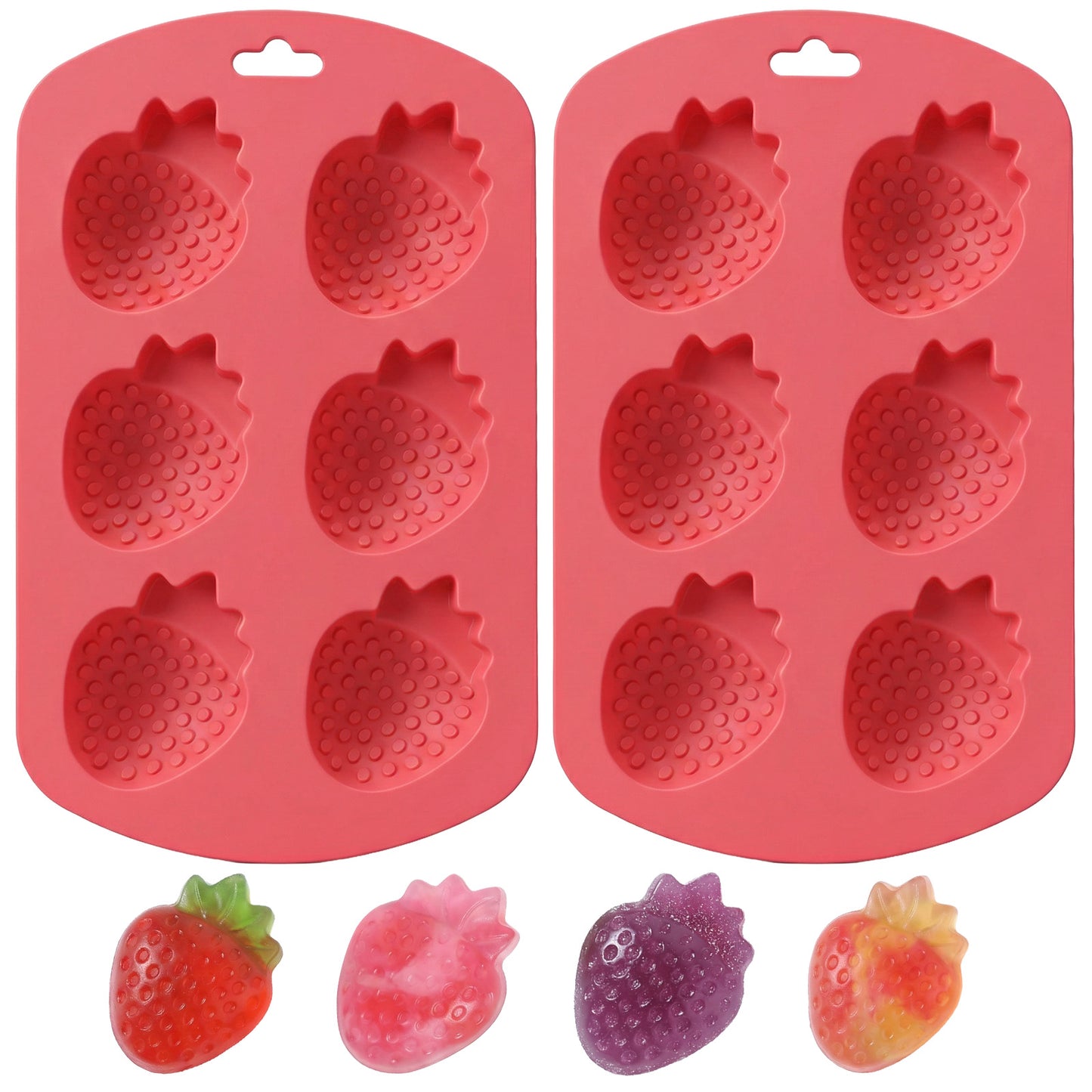 RAHHLIZS 2pcs Fruit Mold Silicone Gummy Strawberry Shapes Molds for DIY Chocolate Candy Gummy Fondant Ice Cube Cake Candle Decoration Molds