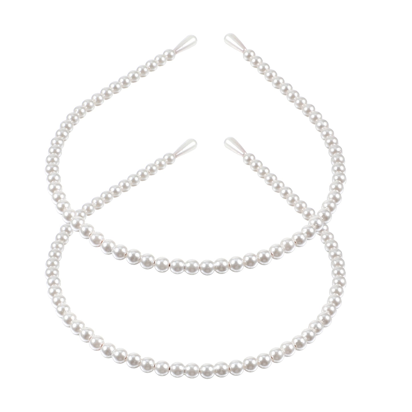 2 PCS Pearl Headbands for Women, Elegant White Faux Pearl Hair Accessories, Bridal Wedding Party Hair Hoop, Stylish Hairband for Girls Women