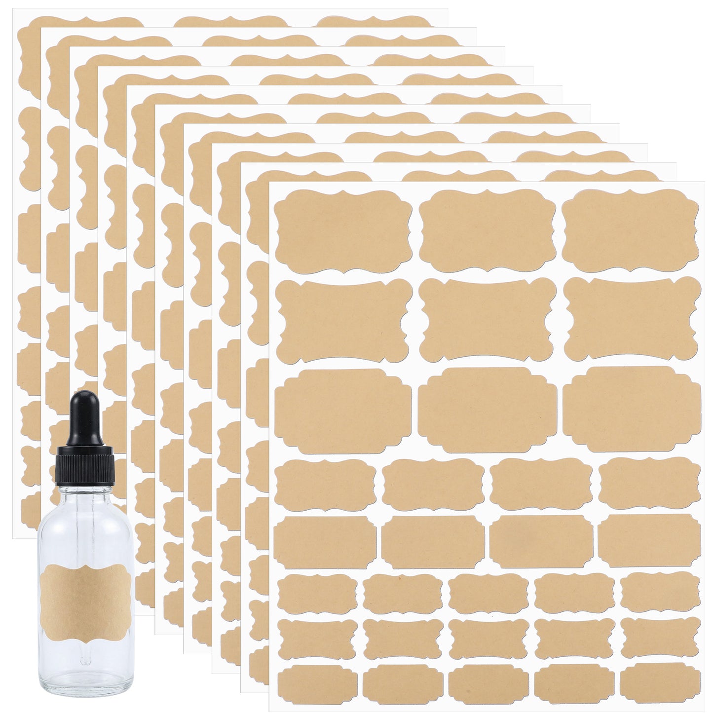 Shimmeroo 320PCS Brown Self Adhesive Labels for Jars Writable Blank
