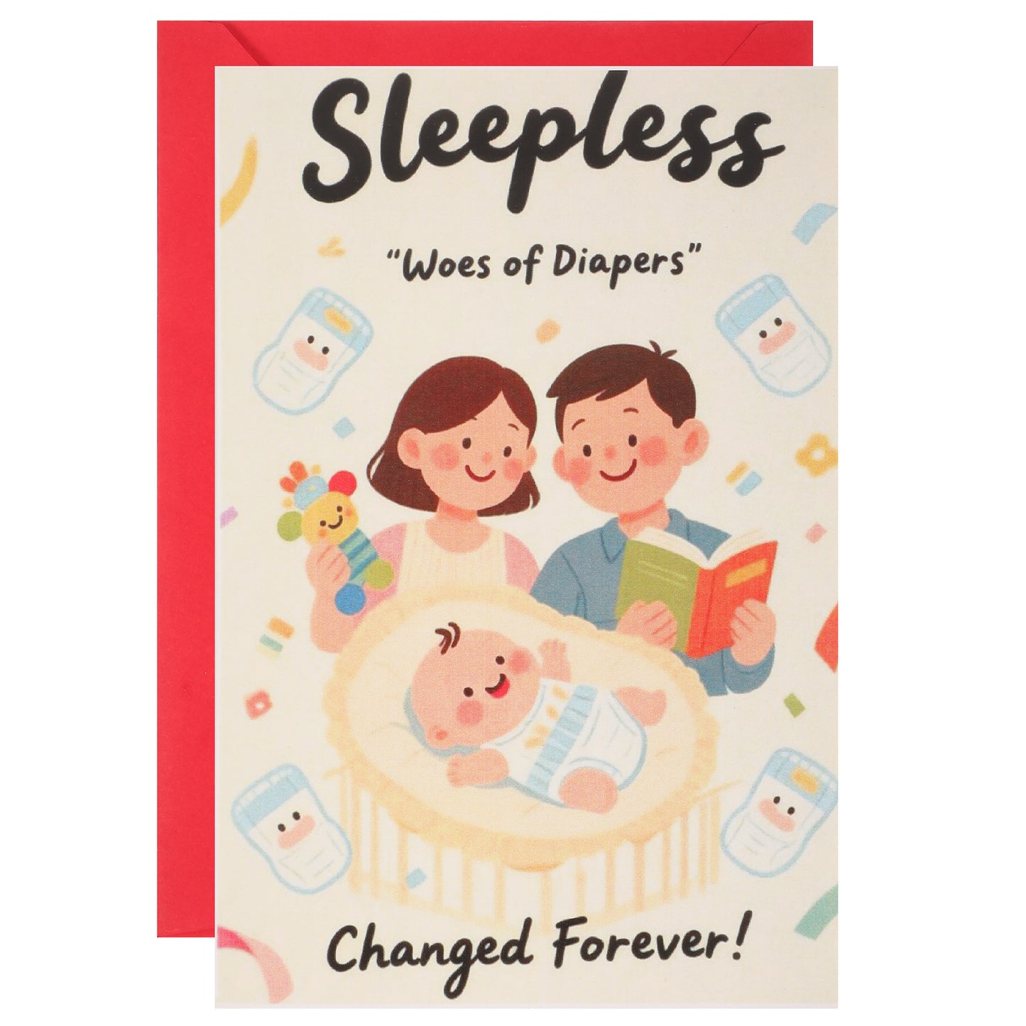 RAHHLIZS Cute Baby Shower Cards Gender Neutral Greeting for Boy or Girl Welcome New Baby Card Congratulations Newborn Hello Card Gifts for New Mom Dad, 5.3" x 8" Folded