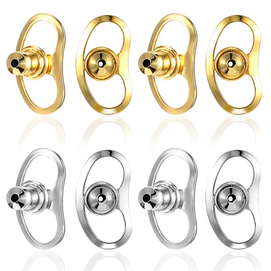 Xinjoduz 8 PCS Earring Backs for Droopy Ears, Pig Nose Shape Tight Earring Backs Replacements Locking Secure Earring Backs Lifters No-Irritate Earring Backs for Heavy Earring Studs(Gold & Silver)